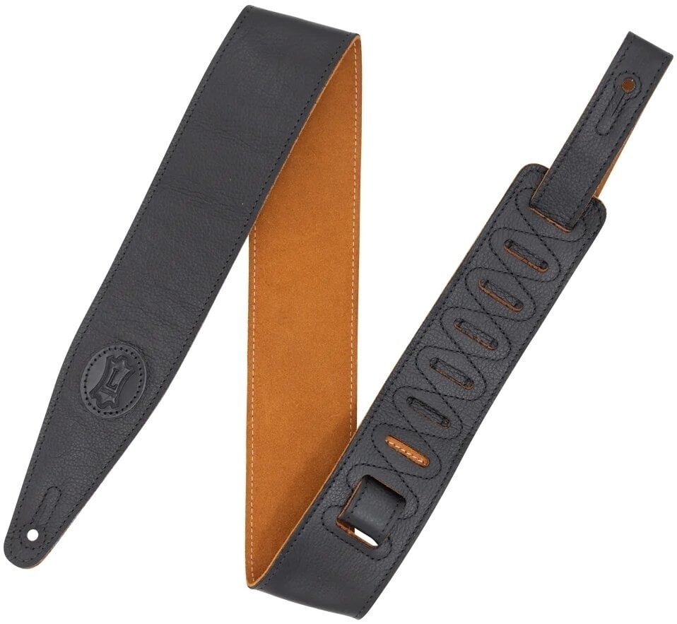 Leather guitar strap Levys MGS317ST-BLK-HNY Leather guitar strap Black & Honey