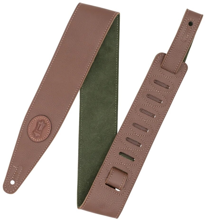 Leather guitar strap Levys MGS317ST-BRN-GRN Leather guitar strap Brown & Green
