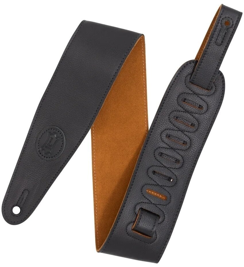 Leather guitar strap Levys MGS44ST3-BLK-HNY Leather guitar strap Black & Honey
