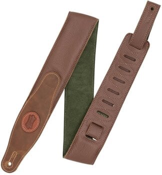 Leather guitar strap Levys MGS80CS-BRN-GRN Leather guitar strap Brown & Green - 1
