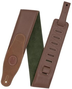 Leather guitar strap Levys MGS83CS-BRN-GRN Leather guitar strap Brown & Green - 1