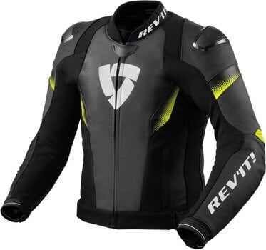 Leather Jacket Rev'it! Jacket Control Black/Neon Yellow 56 Leather Jacket - 1