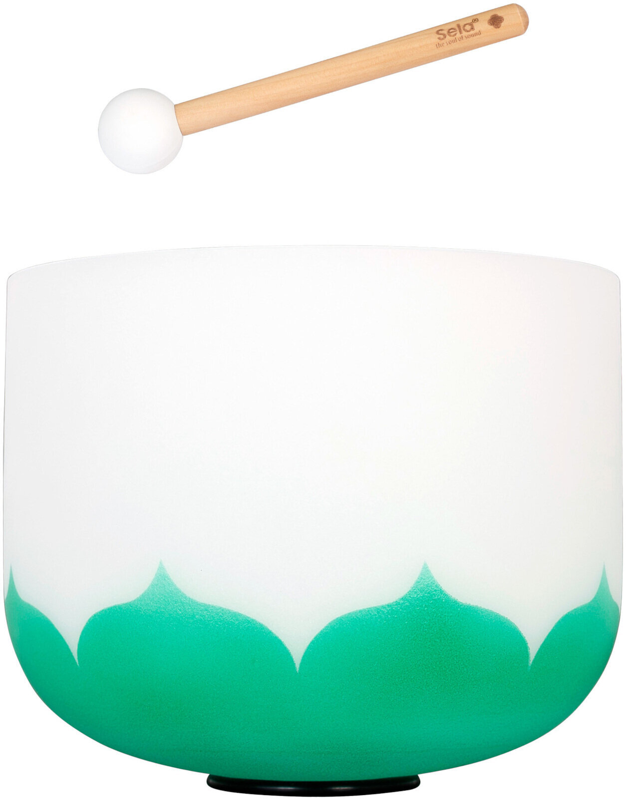 Percussion for music therapy Sela 10" Crystal Singing Bowl Lotus 440 Hz F - Green (Heart Chakra) incl. 1 Wood Mallet