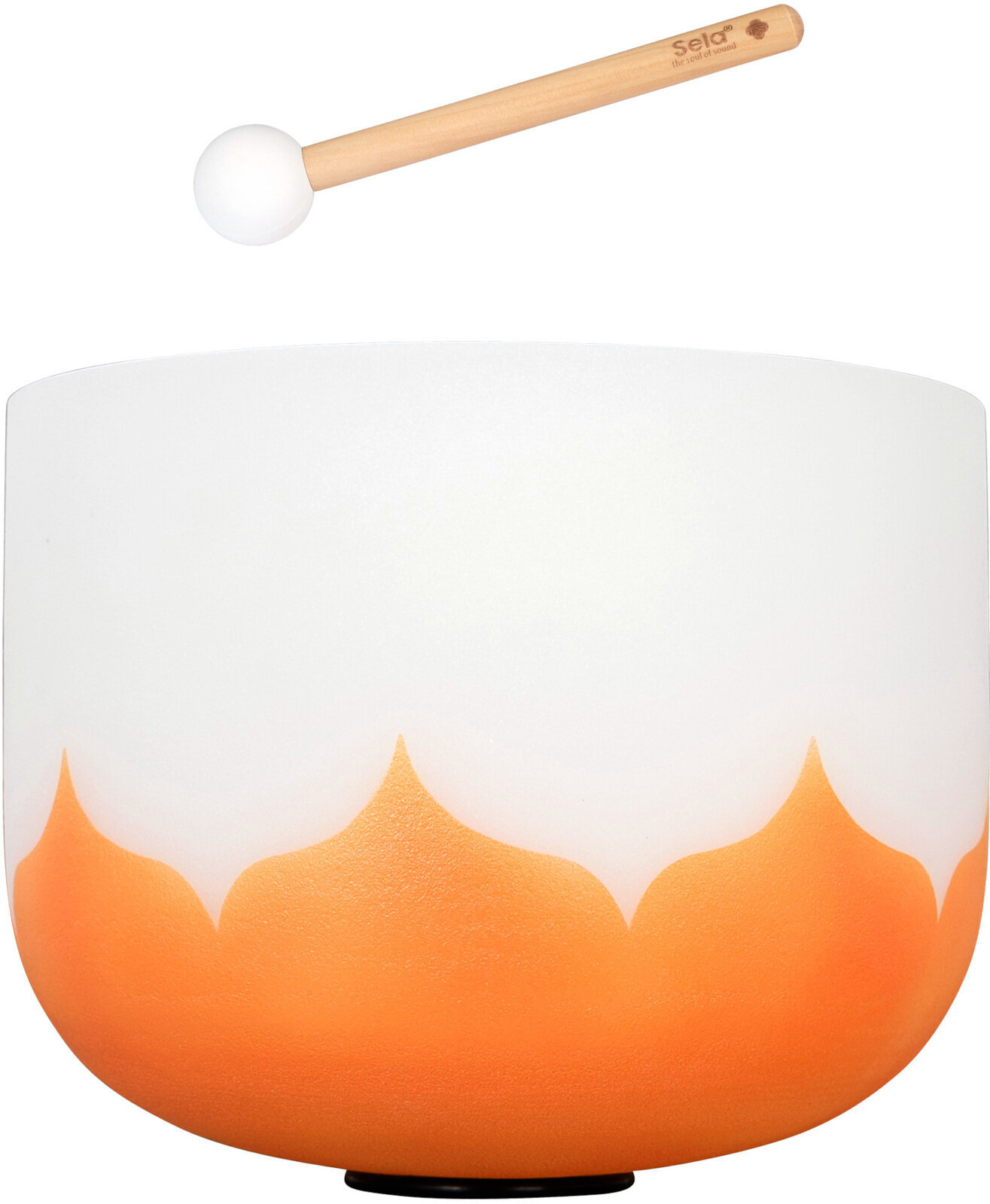 Perkusia pre muzikoterapiu a meditáciu Sela 10" Crystal Singing Bowl Lotus 440 Hz D - Orange (Sacral Chakra). incl. 1 Wood Mallet