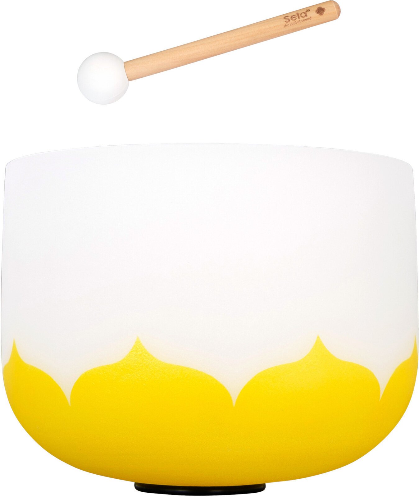 Percussion for music therapy Sela 10" Crystal Singing Bowl Lotus 432 Hz E - Yellow (Solar Plexus Chakra) incl. 1 Wood Mallet