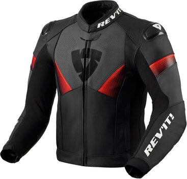 Leather Jacket Rev'it! Jacket Argon 2 Black/Neon Red 46 Leather Jacket - 1
