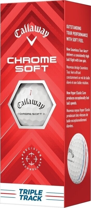 Golfová loptička Callaway Chrome Soft 2024 White Golf Balls Triple Track 3 Pack