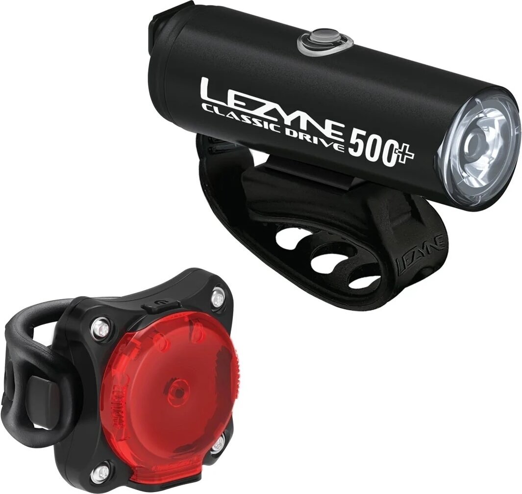 Éclairage de vélo Lezyne Classic Drive 500+/Zecto Drive 200+ Pair Satin Black/Black Front 700 lm / Rear 200 lm Arrière-Avant Éclairage de vélo