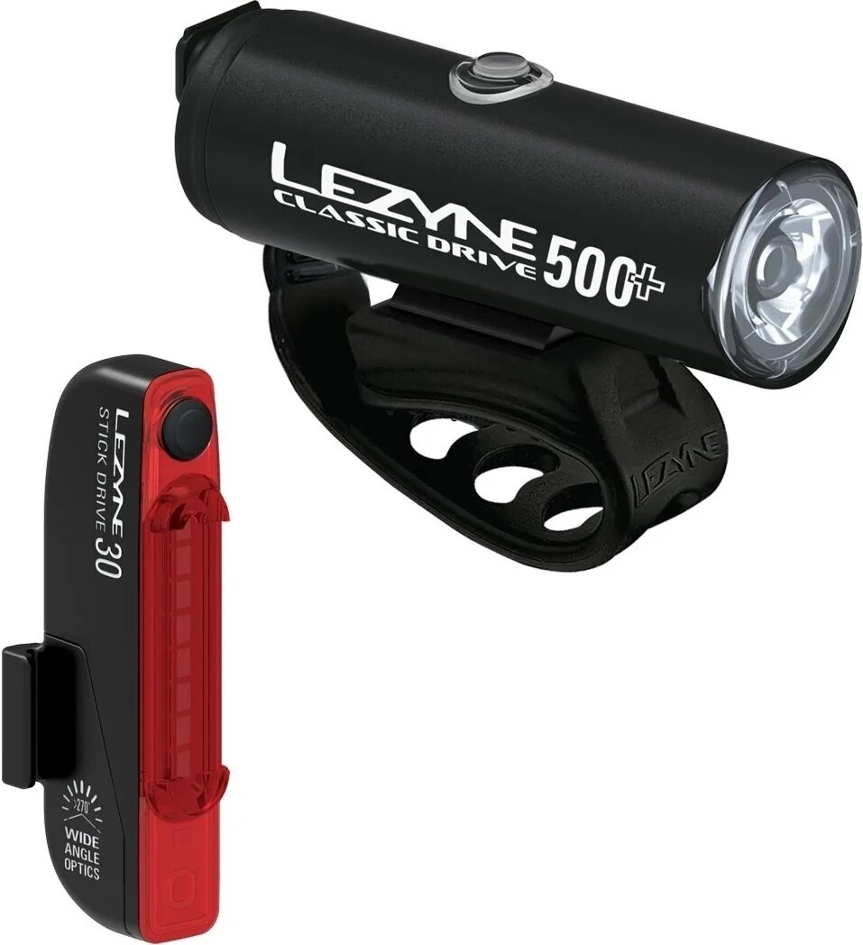 Cycling light Lezyne Classic Drive 500+/Stick Drive Pair Satin Black Front 500 lm / Rear 30 lm Front-Rear Cycling light