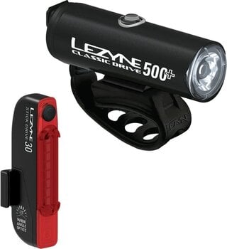 Cycling light Lezyne Classic Drive 500+/Stick Drive Pair Satin Black Front 500 lm / Rear 30 lm Front-Rear Cycling light - 1