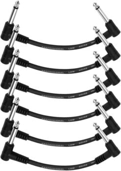 Patchkabel Donner EC1048 15cm Guitar Patch Cable Black 6-Pack Schwarz 15,25 cm Winkelklinke - Winkelklinke - 1