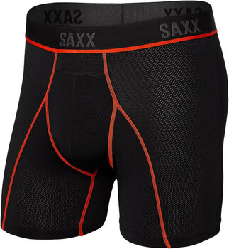 Fitness spodní prádlo SAXX Kinetic Boxer Brief Black/Vermillion XS Fitness spodní prádlo - 1
