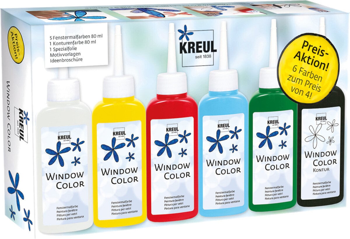 Barva za steklo Kreul Window Color Set Promotion 5 x 80 ml