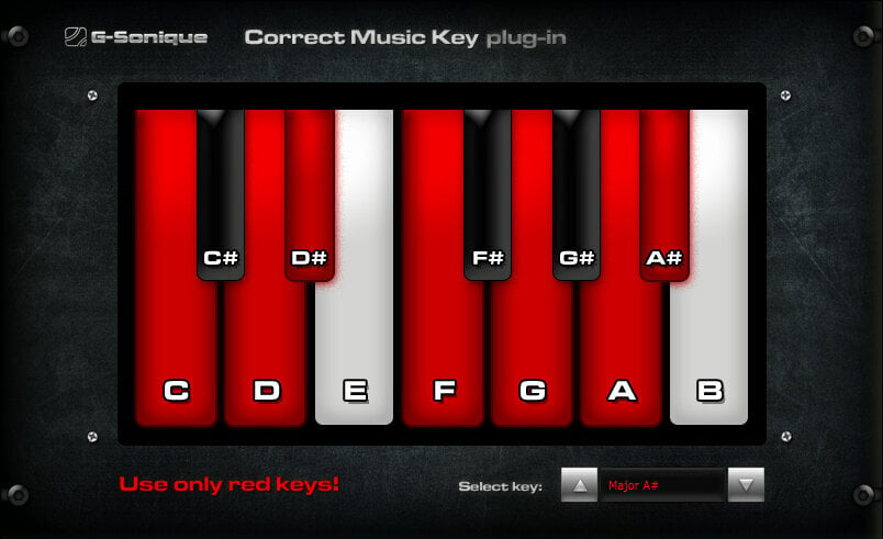 Logiciel de studio Plugins d'effets G-Sonique Correct music key /scale (Produit numérique)
