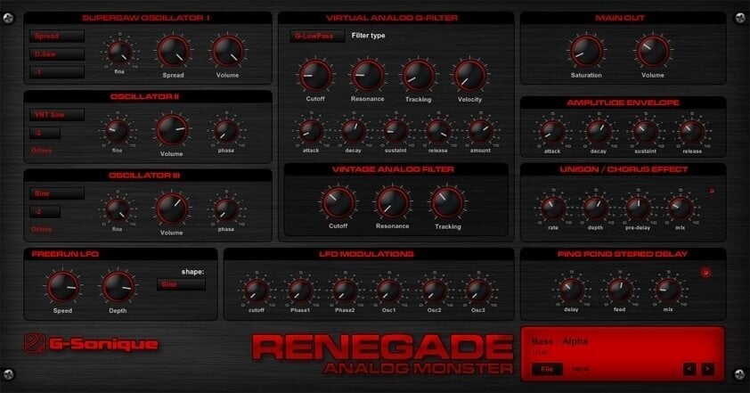 Plug-in de efeitos G-Sonique Renegade (Produto digital)
