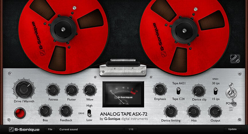 Studio software plug-in effect G-Sonique Analog Tape ASX-72 (Digitaal product)
