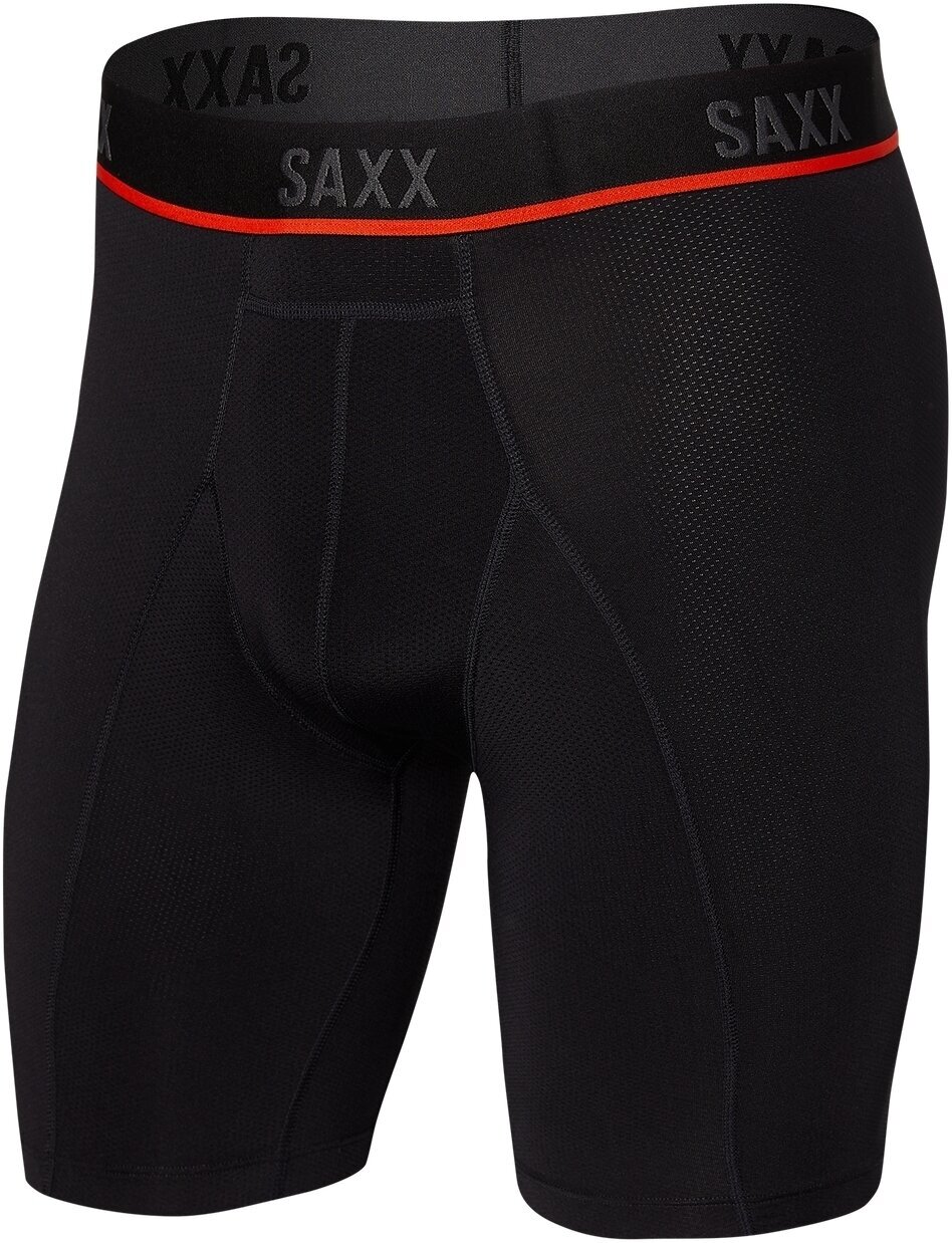 Fitness spodní prádlo SAXX Kinetic Long Leg Boxer Brief Grey Mini Stripe XS Fitness spodní prádlo