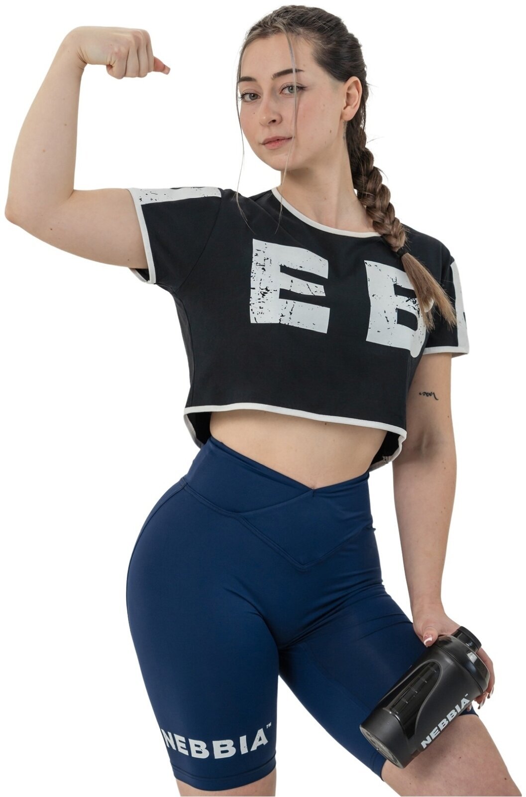 Fitness koszulka Nebbia Oversized Crop Top Game On Black XS Fitness koszulka