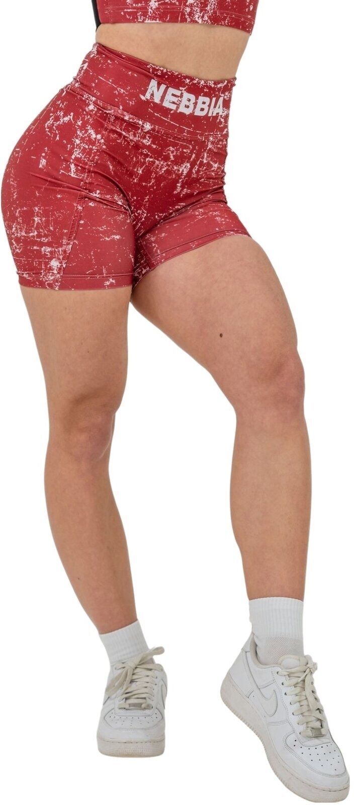 Nebbia High Waisted Leggings Shorts 5" Hammies Red S Fitness nohavice