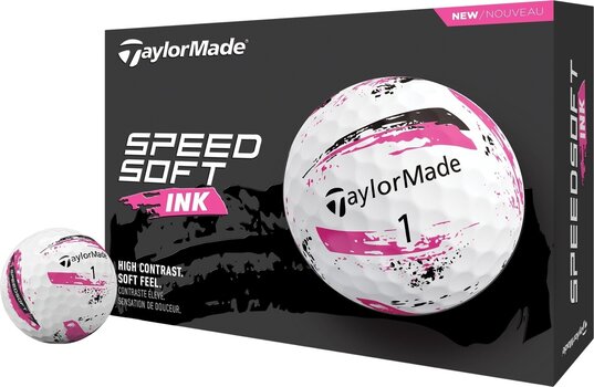 Нова топка за голф TaylorMade Speed Soft Golf Balls Ink Pink - 1