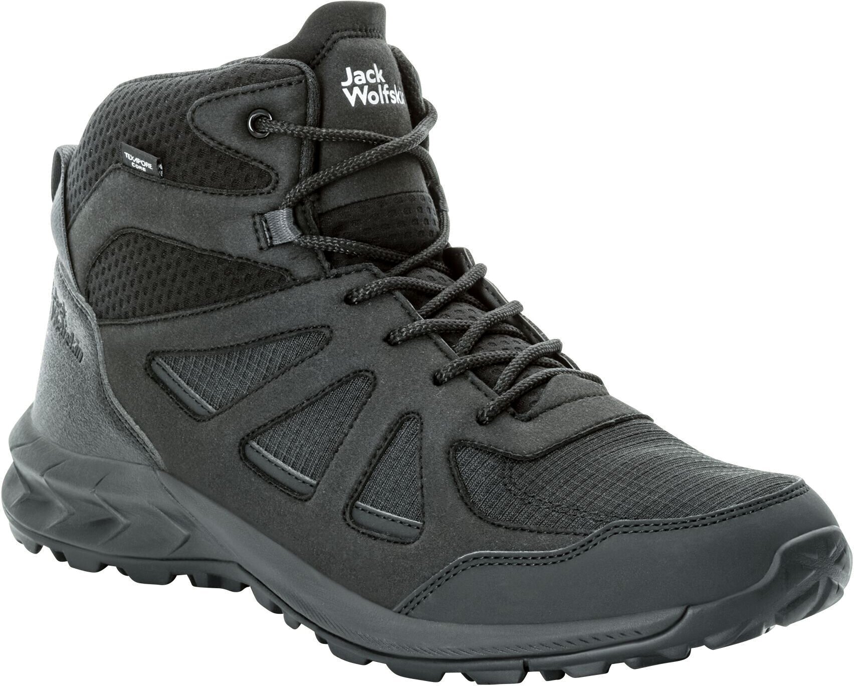 Pantofi trekking de bărbați Jack Wolfskin Woodland 2 Texapore Mid M Black 44,5 Pantofi trekking de bărbați