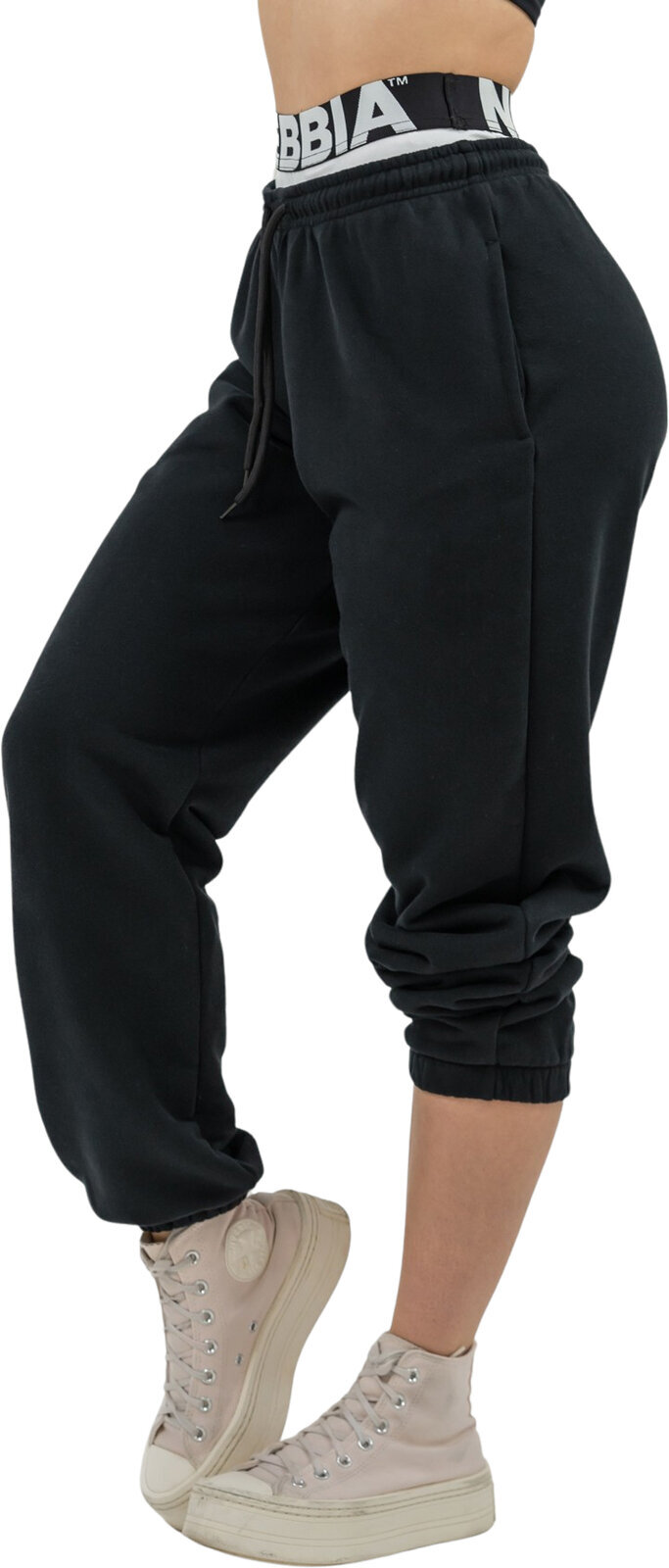 Fitness spodnie Nebbia Fitness Sweatpants Muscle Mommy Black S Fitness spodnie