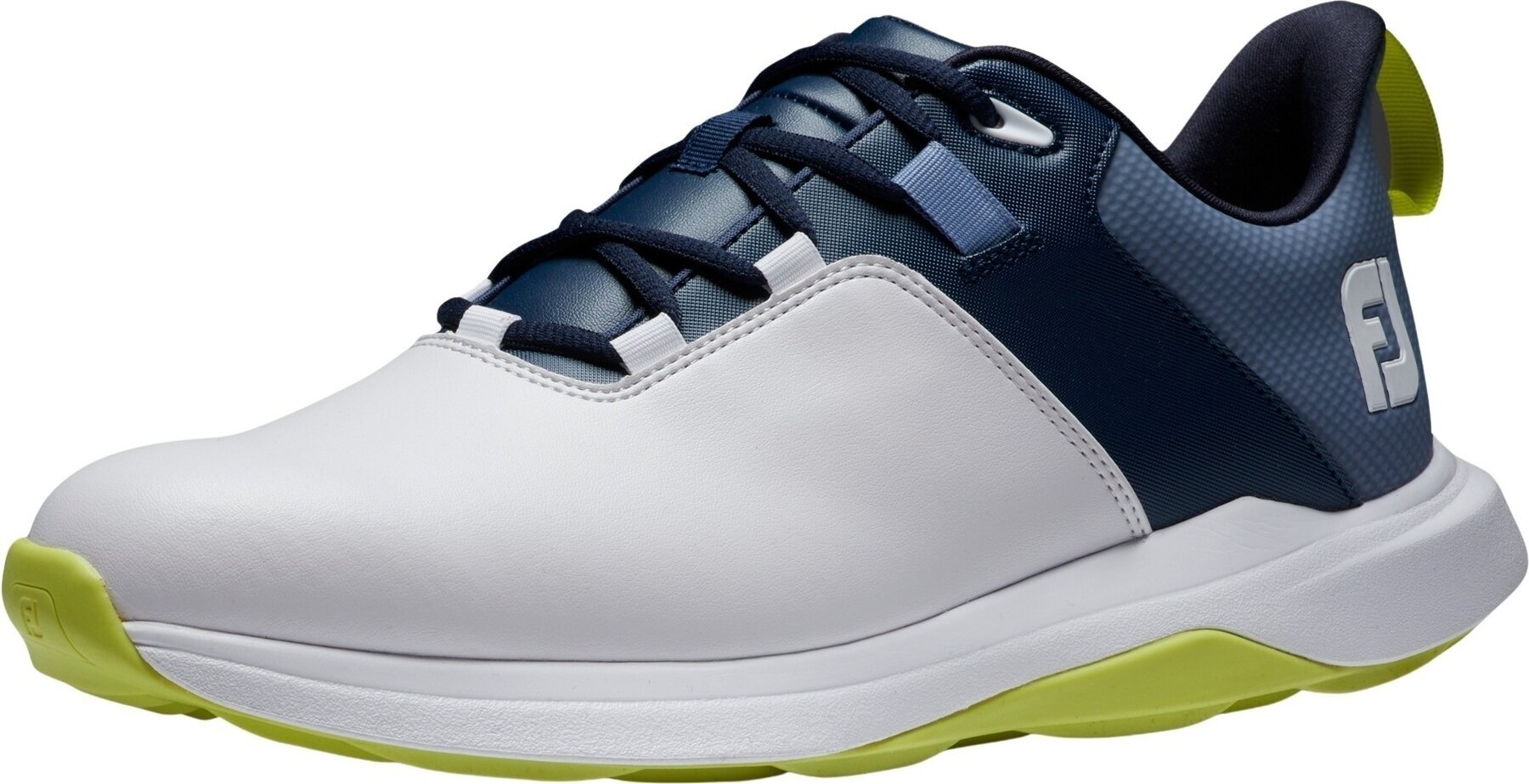 Calçado de golfe para homem Footjoy ProLite Mens Golf Shoes White/Navy/Lime 40,5