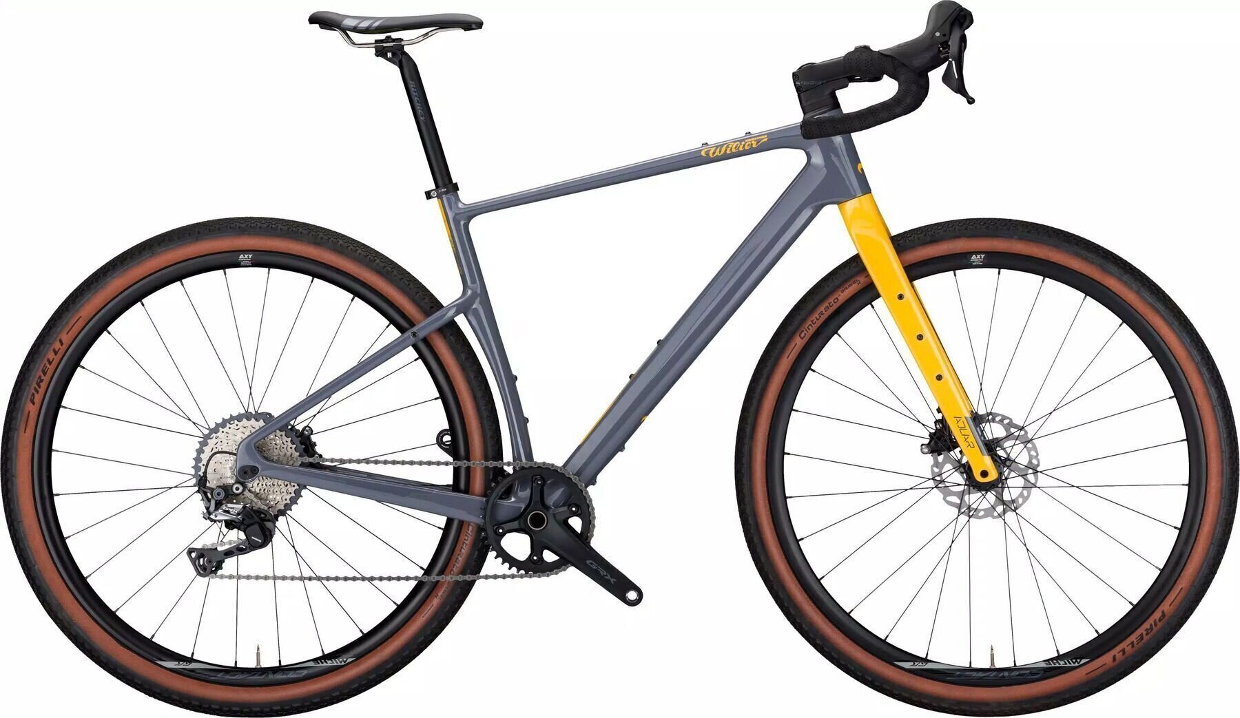 Gravel / Cyclocross-cykel Wilier Adlar Shimano GRX RD-RX822 GS 1x12 Grey/Yellow/Glossy M Shimano 2024