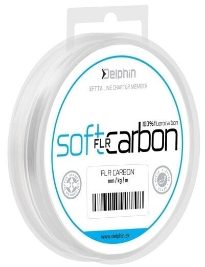 Vlasec, šňůra Delphin SOFT FLR Carbon 100% Fluorocarbon Číra 0,128 mm 1,38 kg 50 m