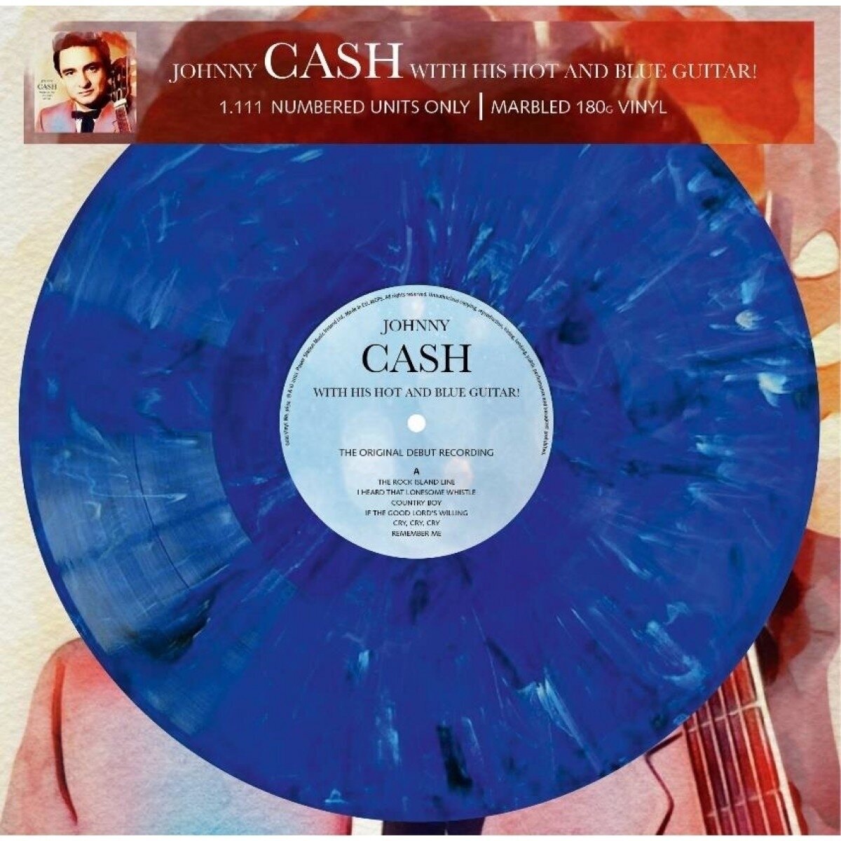 Disco de vinilo Johnny Cash - With His Hot And Blue Guitar (Limited Edition) (Reissue) (Blue Marbled Coloured) (LP)