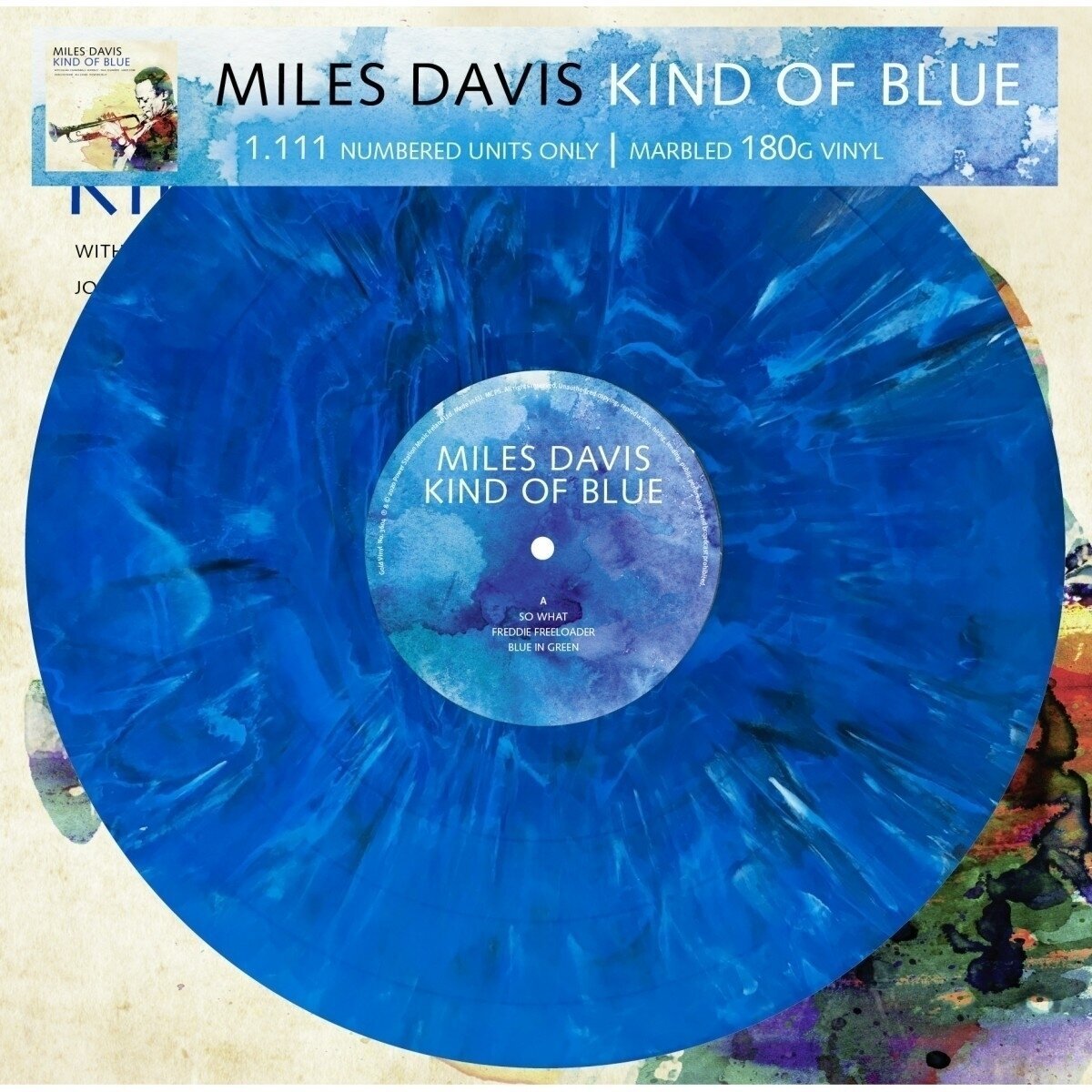 Vinylplade Miles Davis - Kind Of Blue (Limited Edition) (Numbered) (Reissue) (Blue Marbled Coloured) (LP)