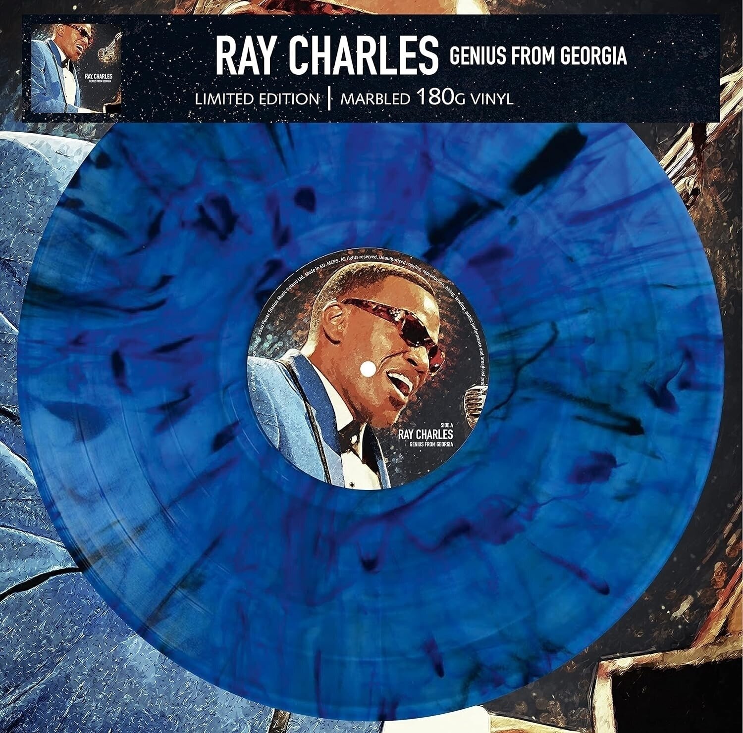Disco de vinilo Ray Charles - Genius From Georgia (Limited Edition) (Reissue) (Blue Marbled Coloured) (LP)