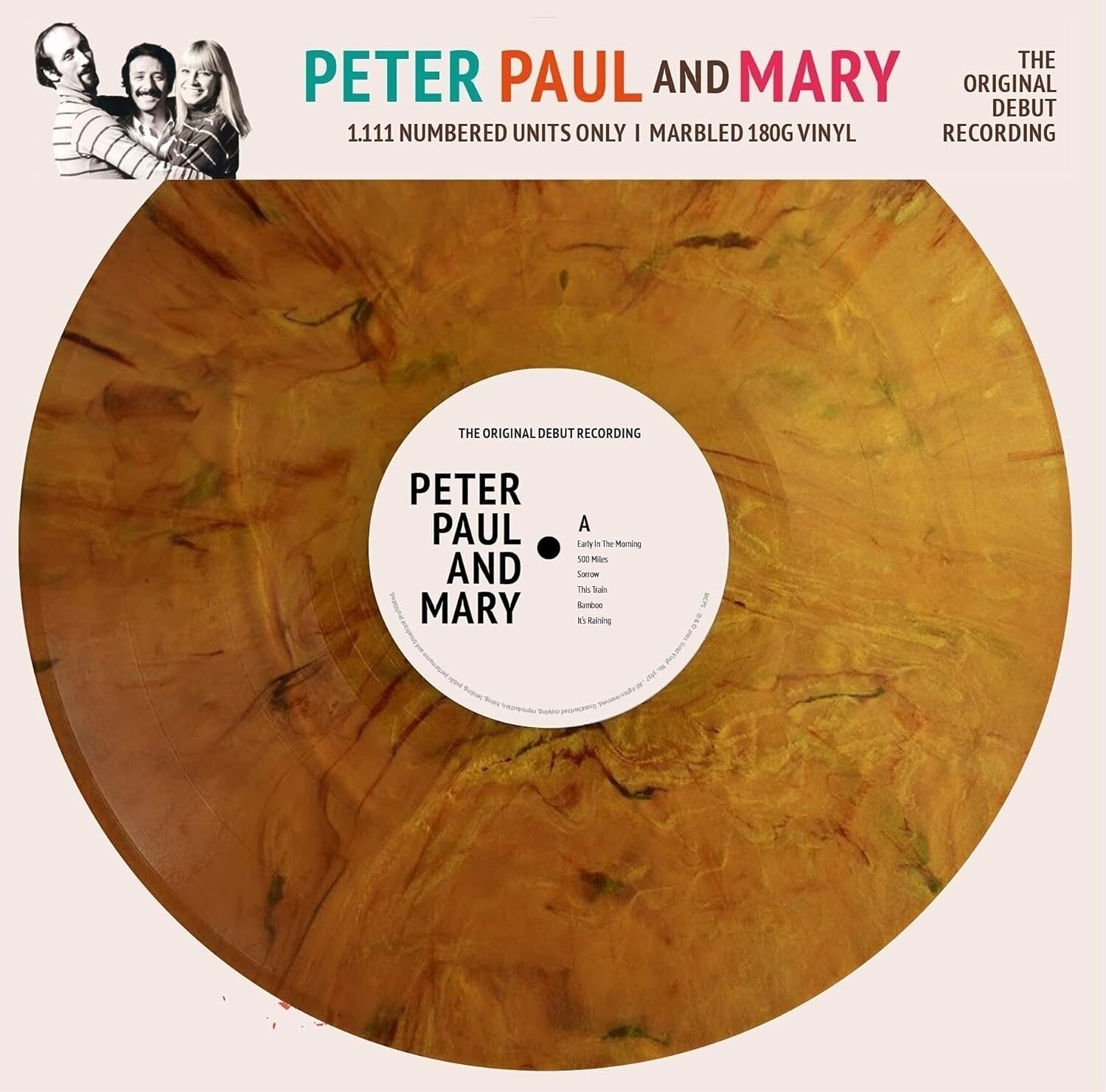 Vinyl Record Peter, Paul and Mary - The Original Debut Recording (Limited Edition) (Numbered) (Gold Marbled Coloured) (LP)