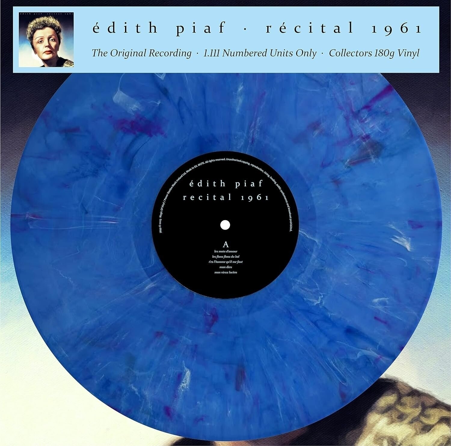 Płyta winylowa Edith Piaf - Récital 1961 (Limited Edition) (Numbered) (Reissue) (Blue Marbled Coloured) (LP)
