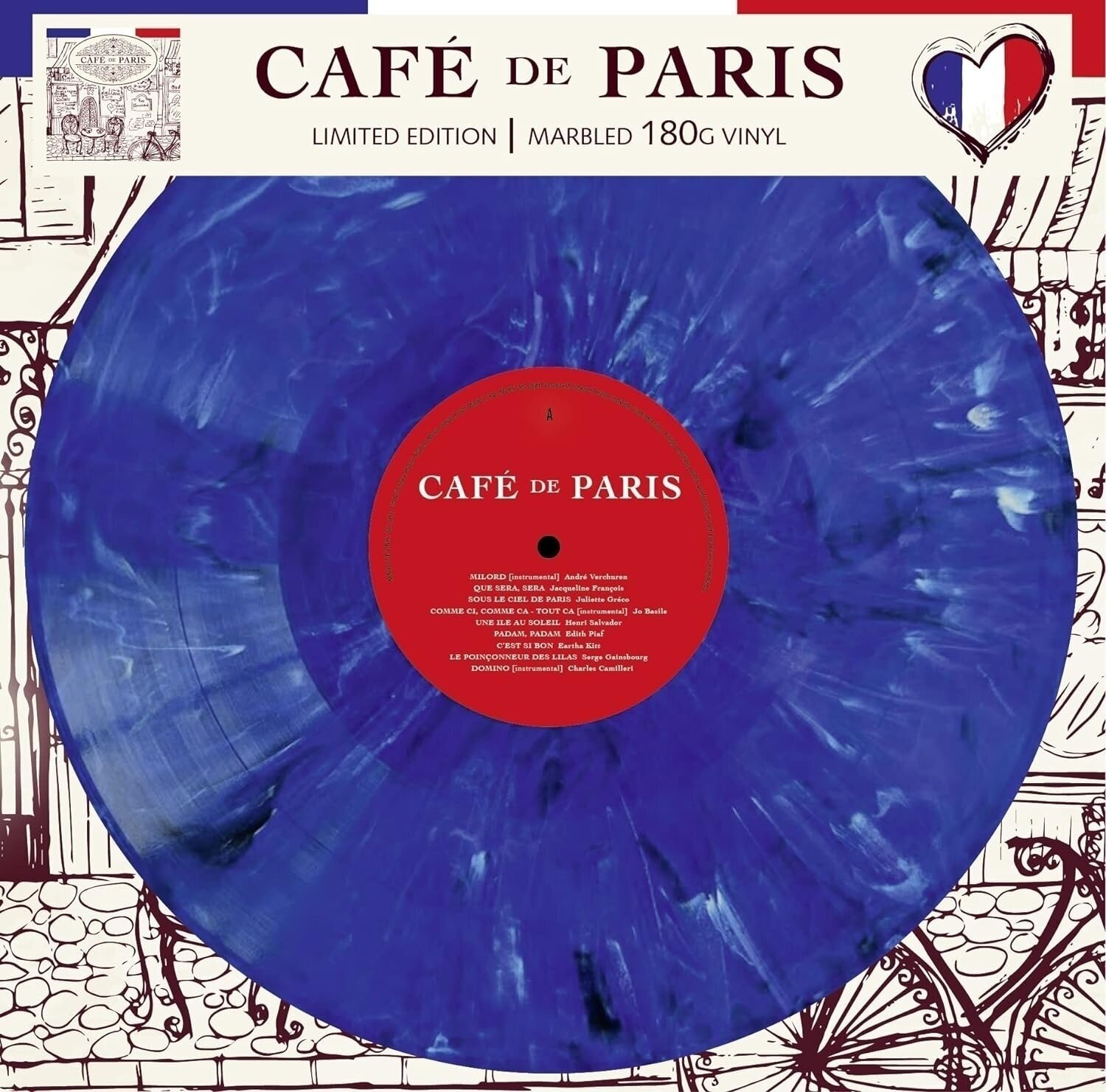Disque vinyle Various Artists - Café De Paris (Limited Edition) (Numbered) (Blue Marbled Coloured) (LP)