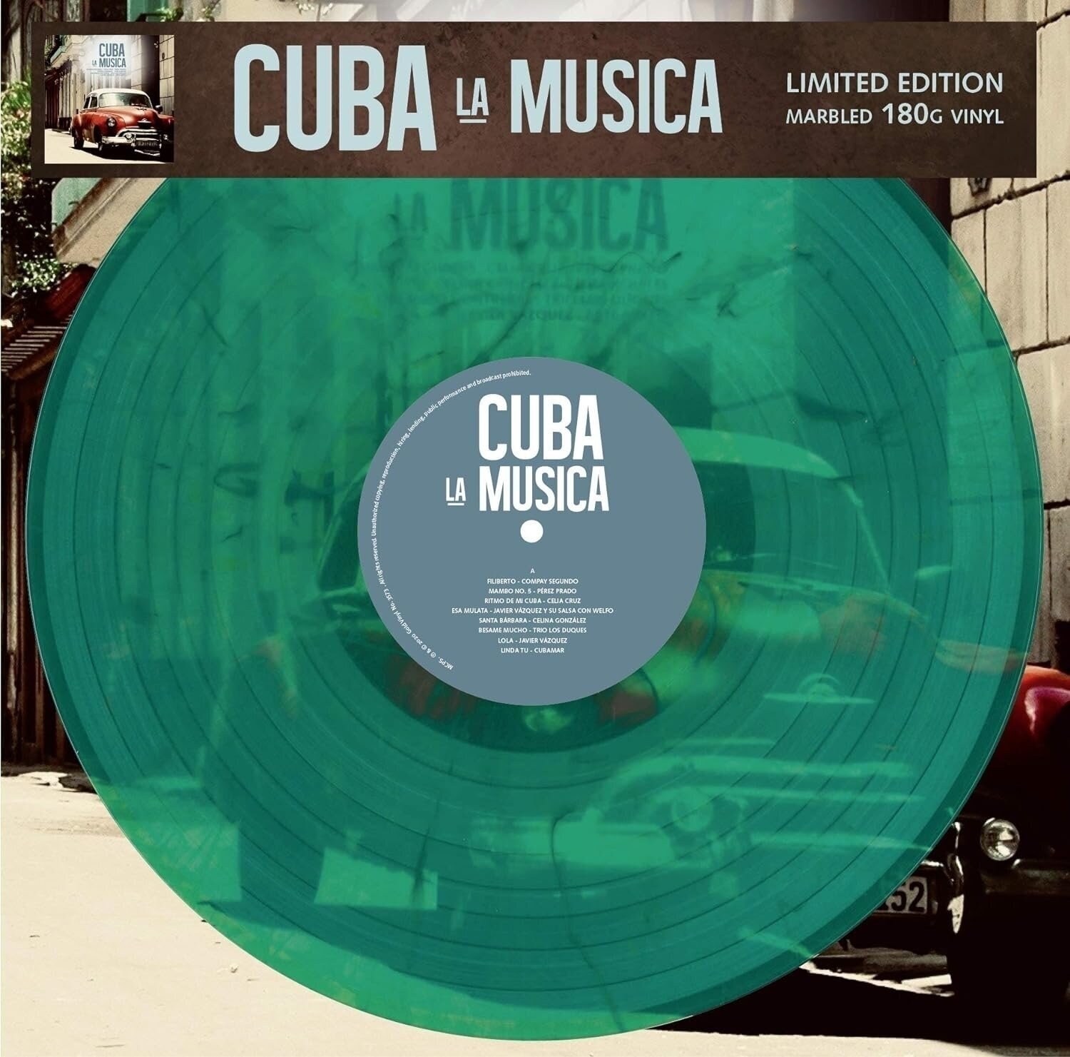Vinyl Record Various Artists - Cuba La Musica (Limited Edition) (Numbered) (Turquoise Marbled Coloured) (LP)
