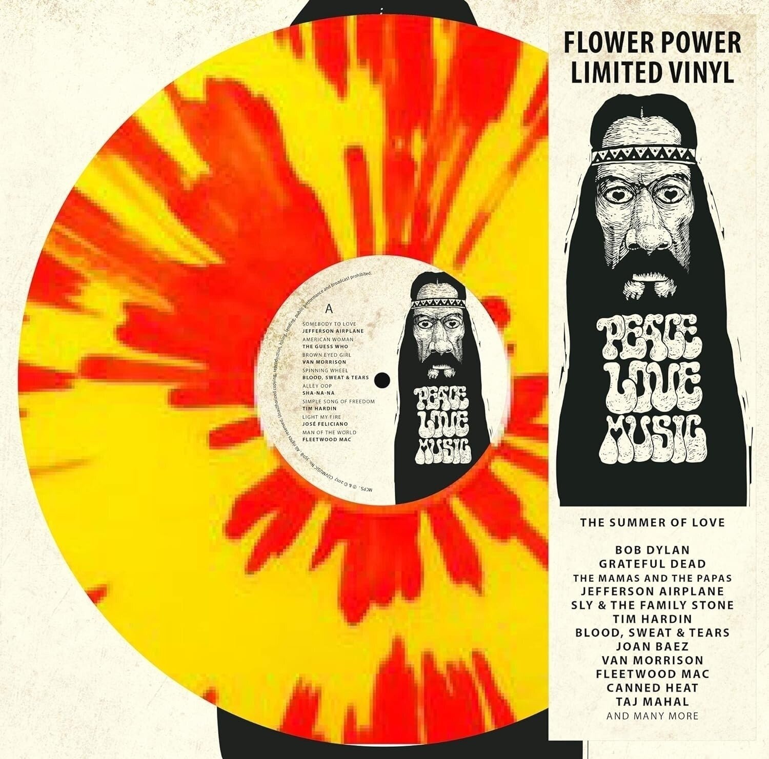 Vinyl Record Various Artists - Peace - Love - Music (Limited Edition) (Yellow/Red Marbled Coloured) (LP)