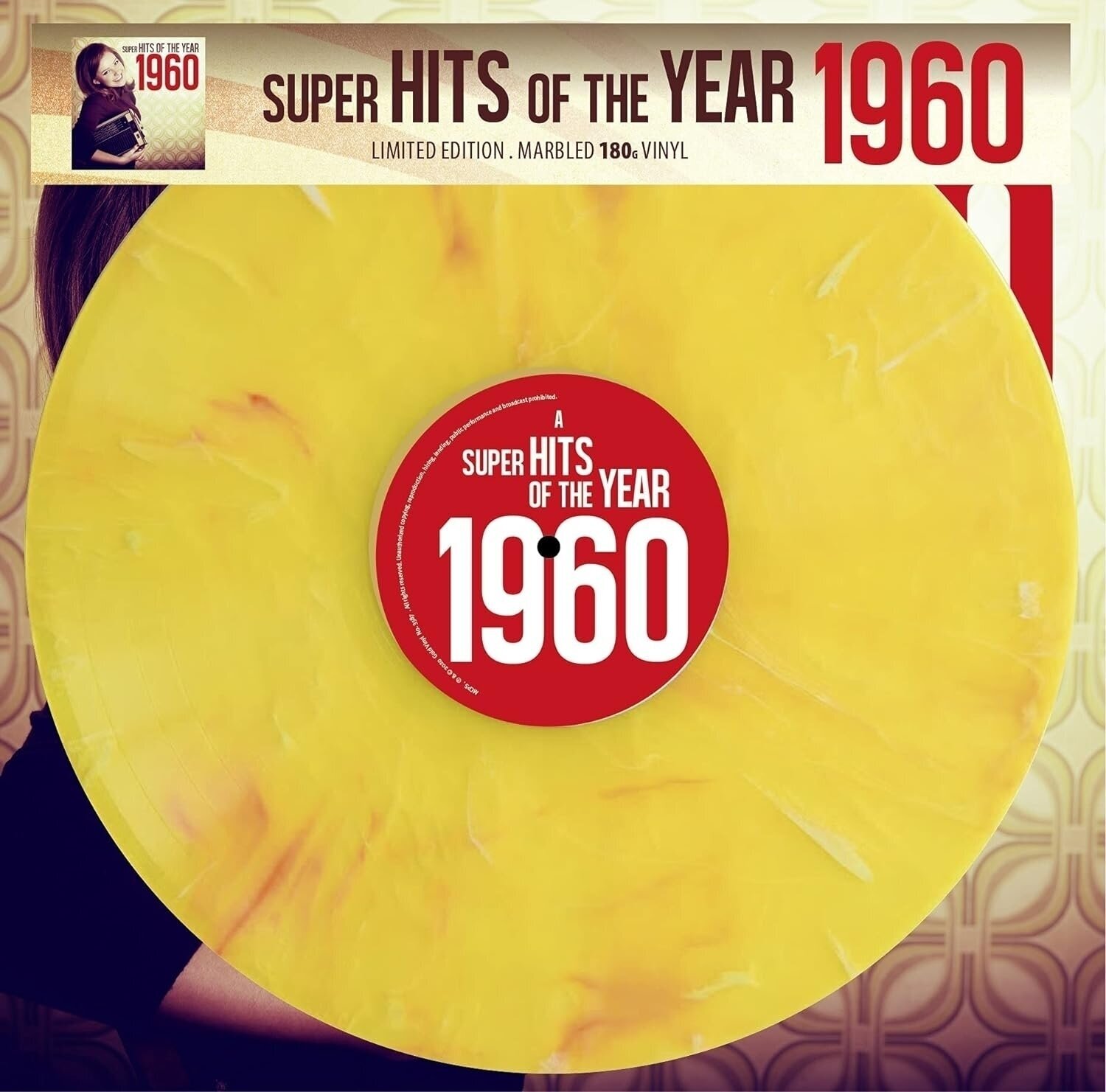 Vinyl Record Various Artists - Super Hits Of The Year 1960 (Limited Edition) (Numbered) (Yellow Marbled Coloured) (LP)