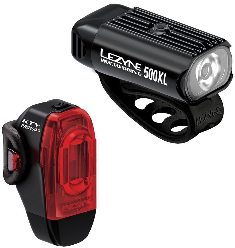 Éclairage de vélo Lezyne Hecto Drive 500XL/KTV Drive Pro+ Pair Black 500 lm-150 lm Arrière-Avant Éclairage de vélo