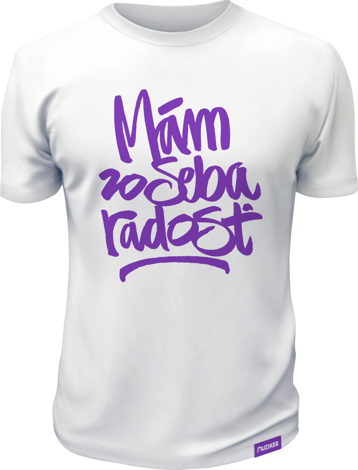 Camiseta de manga corta Muziker Camiseta de manga corta T-Shirt Classic Radosť Unisex Unisex Blanco S