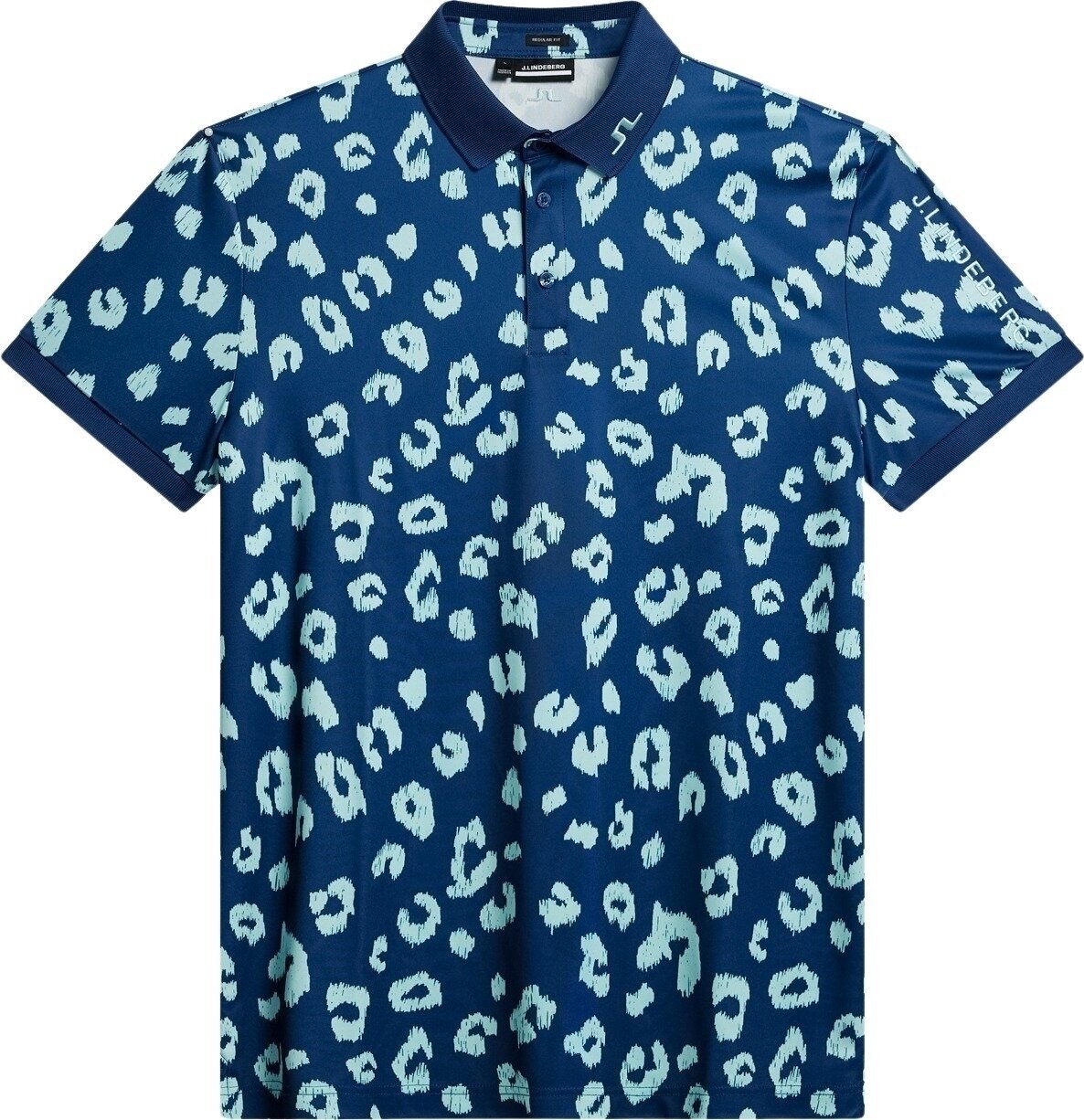 Camisa pólo J.Lindeberg Tour Tech Reg Fit Print Mens Polo Savanna Estate Blue XL