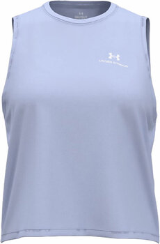 Fitness shirt Under Armour Women's Rush Energy Crop Tank Celeste/White M Fitness shirt - 1