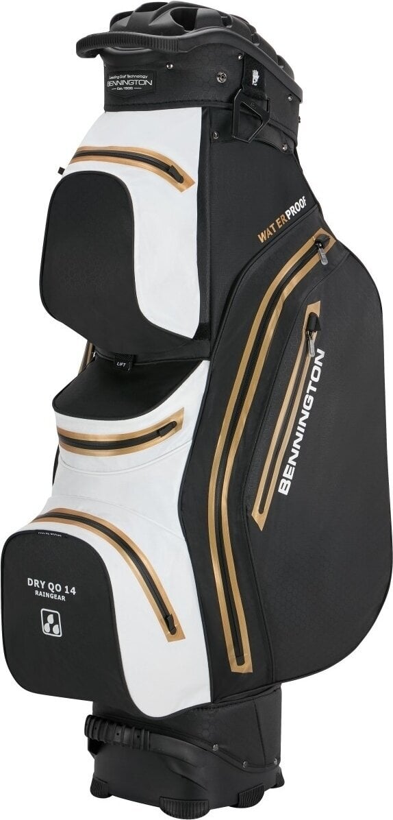 Golf torba Cart Bag Bennington QO 14+ Waterproof Black/White/Gold Golf torba Cart Bag