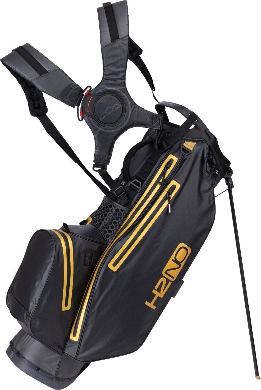Golftaske Sun Mountain H2NO Lite 14-Way Waterproof Steel/Black/Gold Golftaske