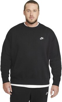 Fitness Sweatshirt Nike Club Crew Mens Fleece Black/White 2XL Fitness Sweatshirt - 1