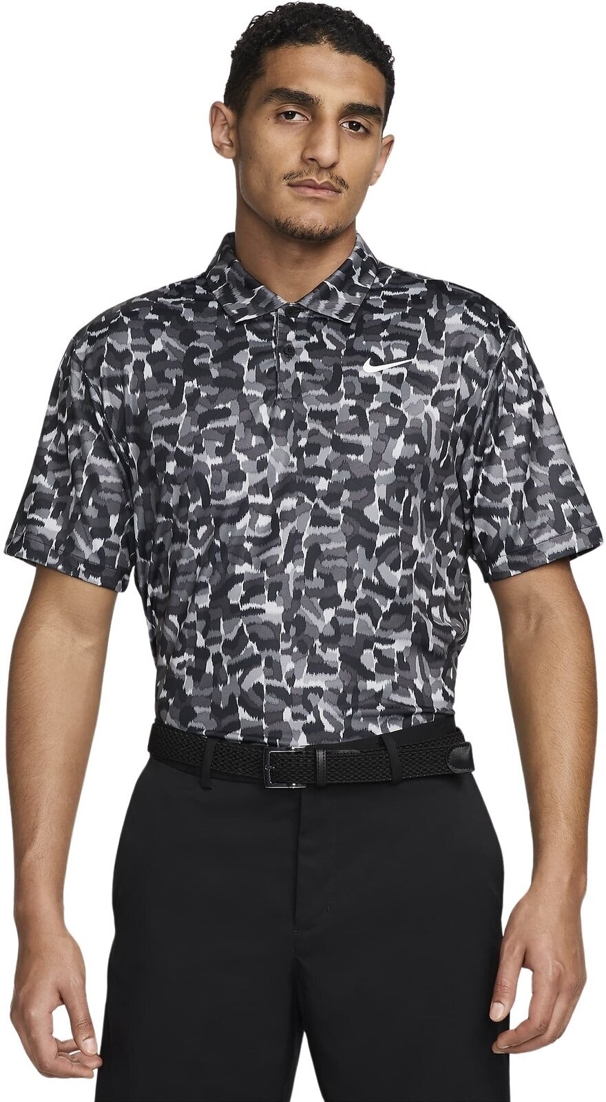 Polo Shirt Nike Dri-Fit Tour Confetti Print Mens Polo Light Smoke Grey/White L
