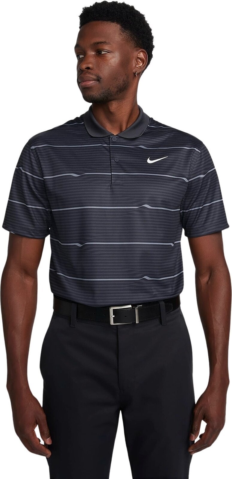 Camisa pólo Nike Dri-Fit Victory Ripple Mens Polo Black/Dark Smoke Grey/White L