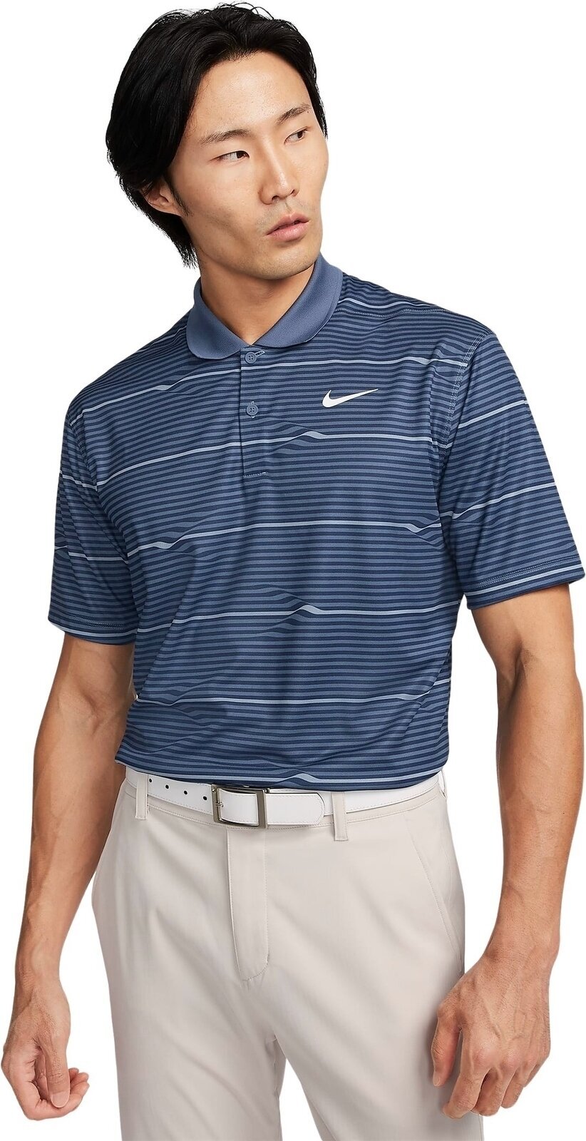 Polo Shirt Nike Dri-Fit Victory Ripple Mens Polo Midnight Navy/Diffused Blue/White S