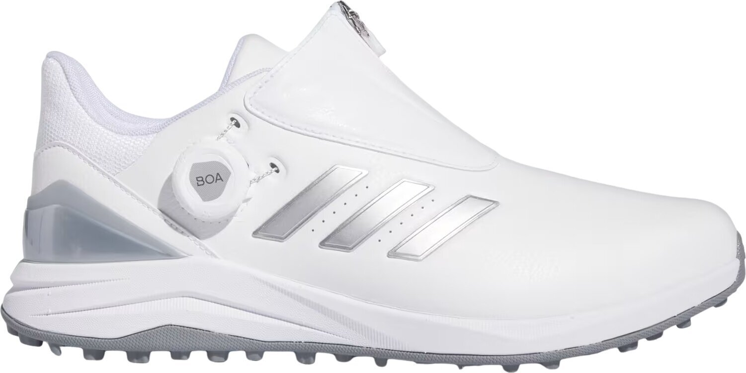 Chaussures de golf pour hommes Adidas Solarmotion BOA 24 Spikeless Mens Golf Shoes White/Silver Metallic/Blue Burst 42