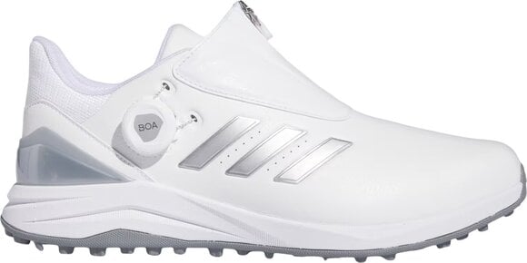 Golfskor för herrar Adidas Solarmotion BOA 24 Spikeless Mens Golf Shoes White/Silver Metallic/Blue Burst 42 - 1